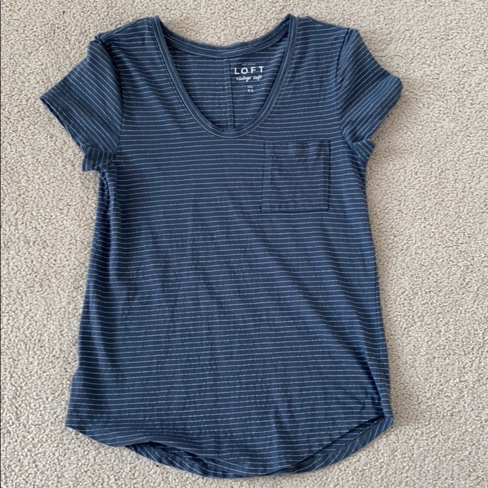 Loft Striped Scoop Neck T-Shirt